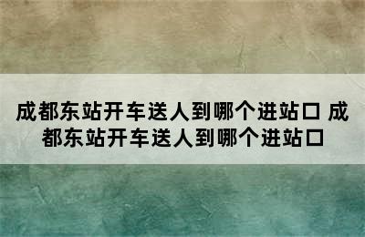 成都东站开车送人到哪个进站口 成都东站开车送人到哪个进站口